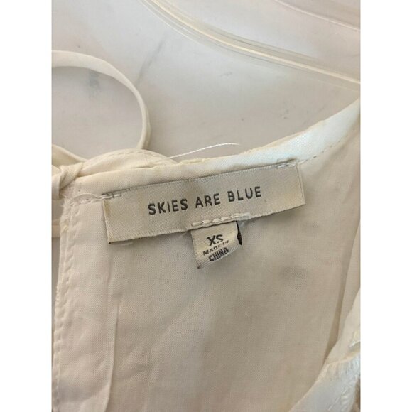 Skies Are Blue Eyelet Lace Ruffle Sleeveless Cotton Peplum Top XS Women's Ivory - Picture 4 of 10